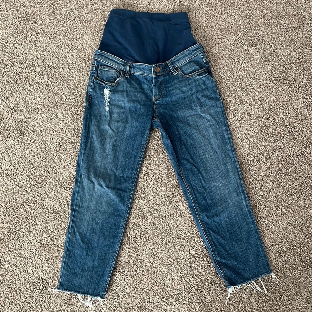 ASOS Maternity size 2 petite length boyfriend jean with raw hem
